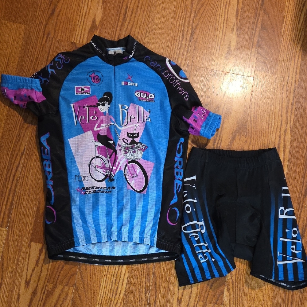 VTG Velo Bella Women's Cycling Jersey - Blue and Pink